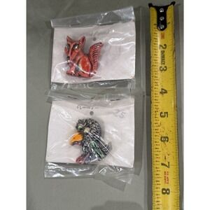 New Vintage West Germany Pins Grey Bird Red Fox